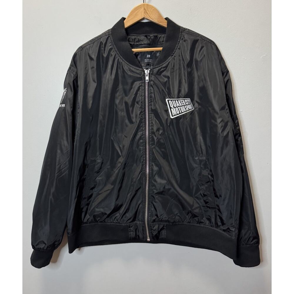 Unbranded Men’s Jacket Bomber Style Black SZ 2X‎ With Flag And Other Patches